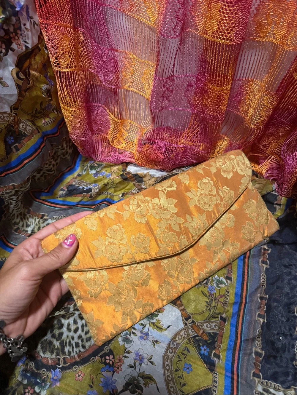 Elegant Gold Floral Satin Clutch - hand made needs finishing sony pictures